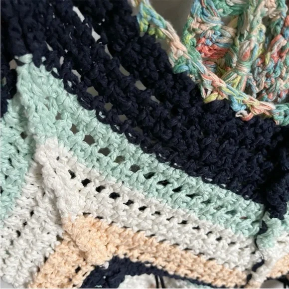 Free People Swim Up tank top blue green open knit sleeveless boho crochet - Picture 4 of 11